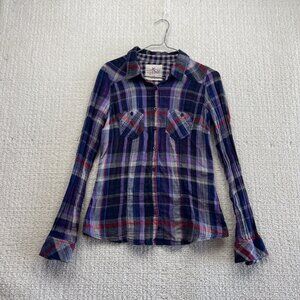 Y2K Garage Purple Plaid Button Down Shirt Wom S Cowboy  Western Emo Goth Fairy